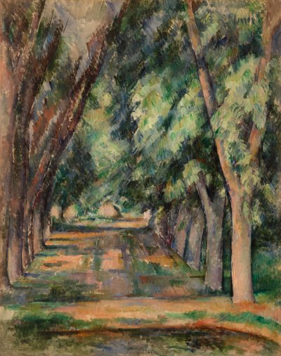 De laan van kastanjebomen bij Jas de Bouffan, ca. 1888 door Paul Cézanne